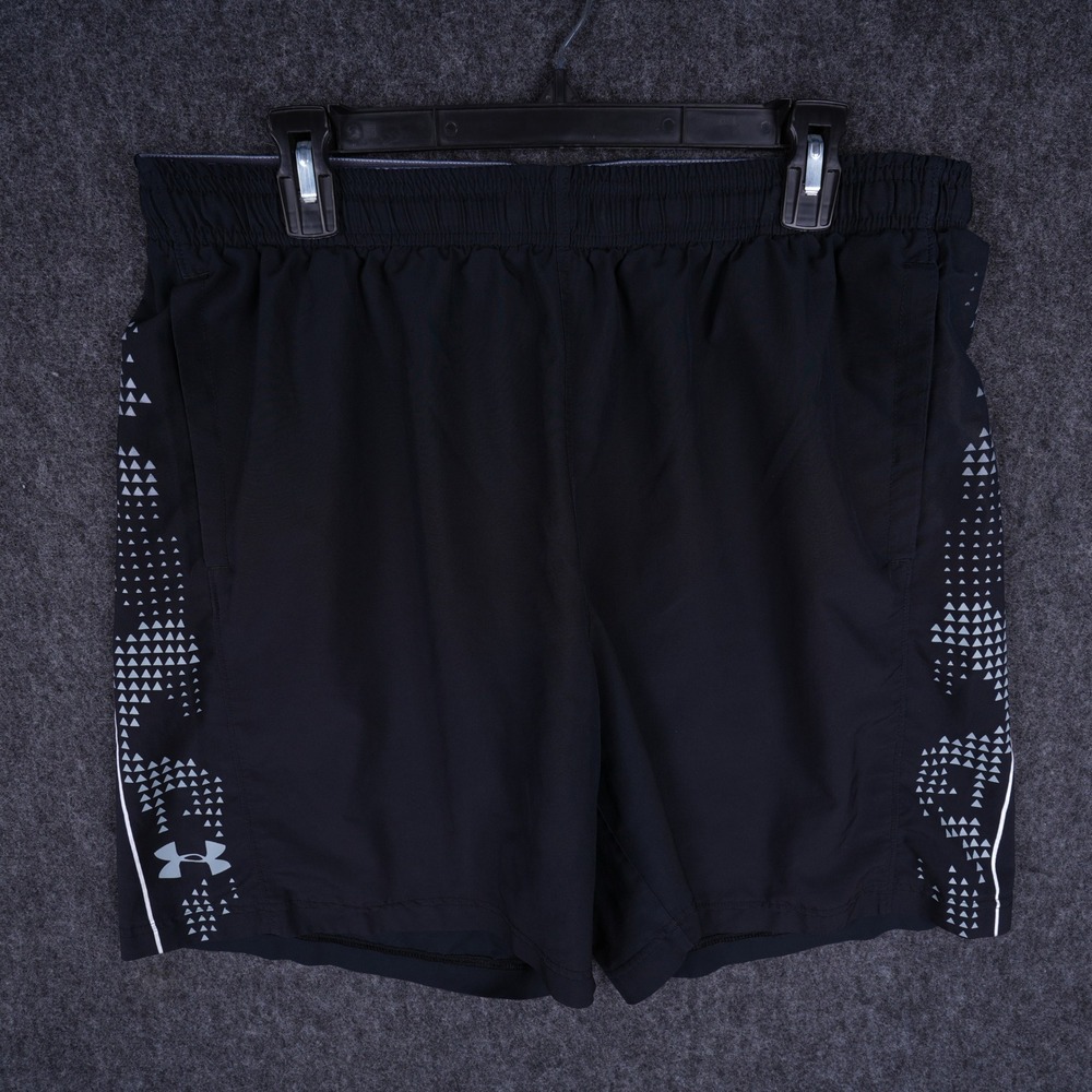 Under Armour Athletic Shorts Men Large Black Excellent Geometric Side Print
